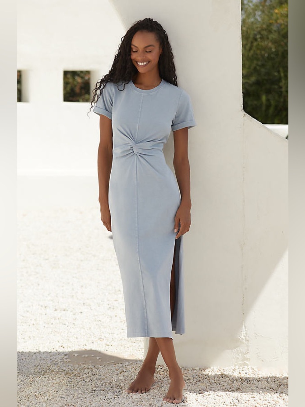 l*space Light Blue Knot-Front Midi Dress